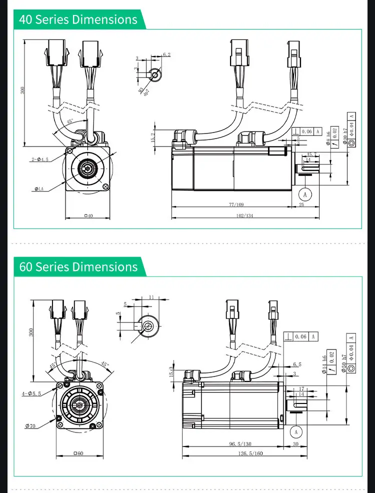 100W 40mm DS2 Servo Motor And Servo