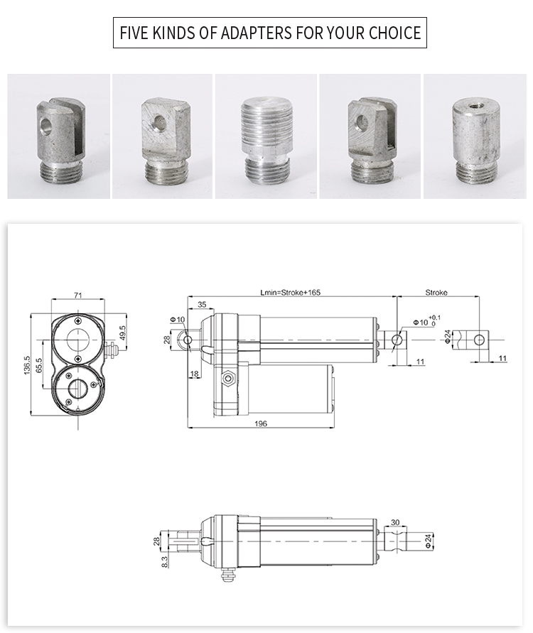 72-12V DC 8000N 50-800MM 7.5-20mm/s Linear Actuator