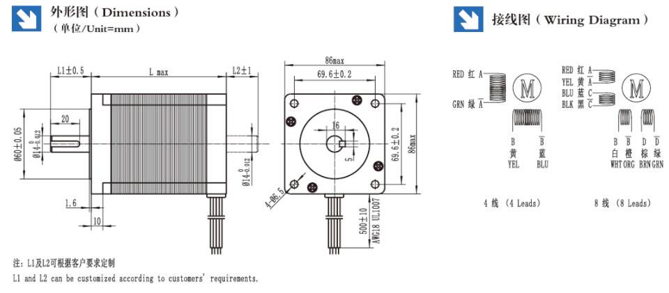 NEMA34 1.8° 2-Phase Hybrid Stepper Motor