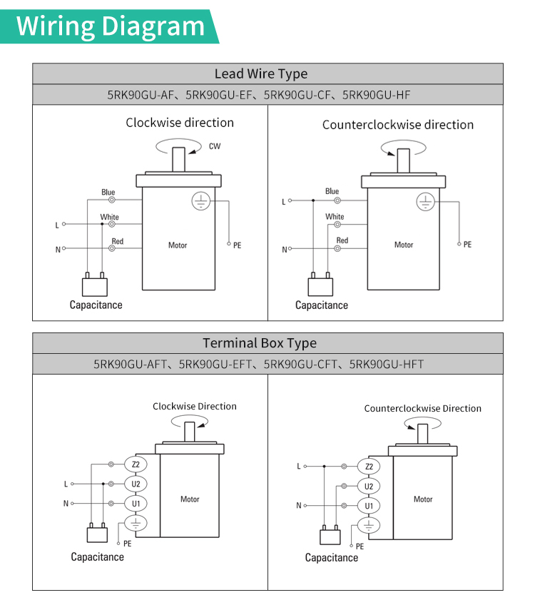 90W 1phase AC Gear Motor with Terminal Box