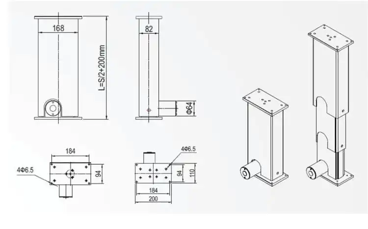 12-24V 2000N electric lifting column silent linear actuator