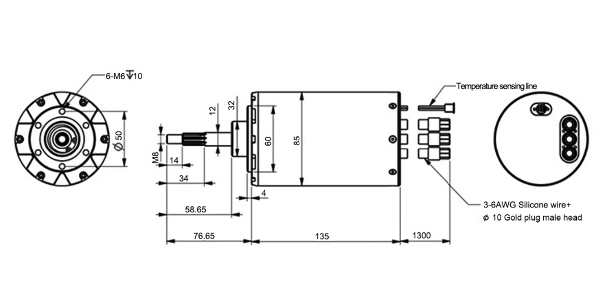 12kW 140KV 6-18S Waterproof Sensorless Brushless DC Motor