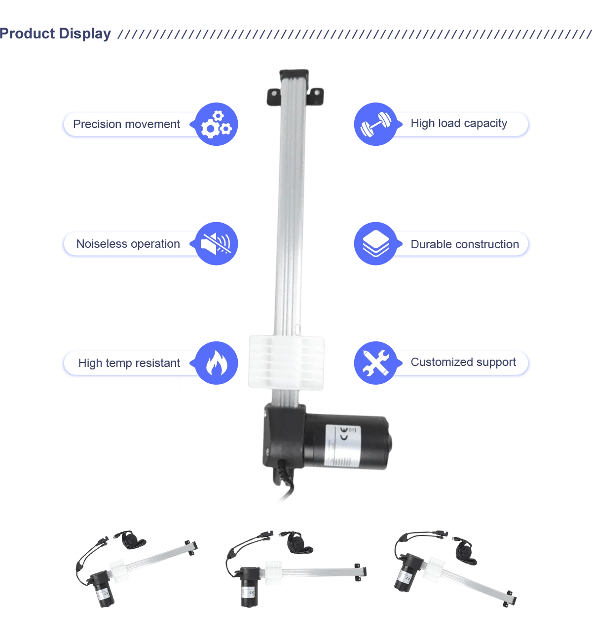 12V 24V 3000N 50-800mm 7mm/s-35mm/s linear actuator