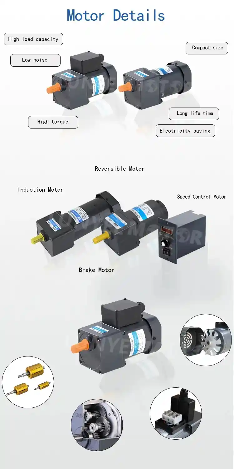 15W 110V 220V AC Small Gear Induction Reduction Motor with Speed Controller