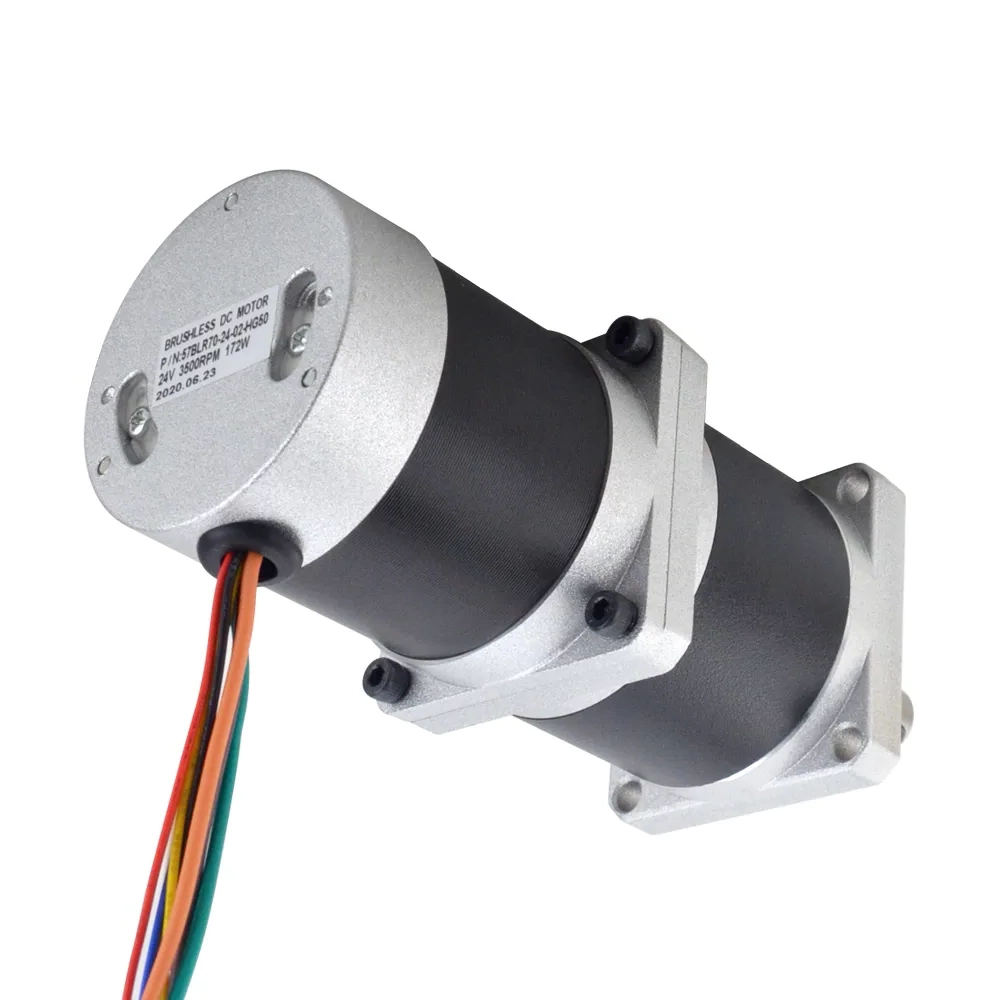 172W 24V 70RPM 17.63Nm Geared Brushless DC Motor