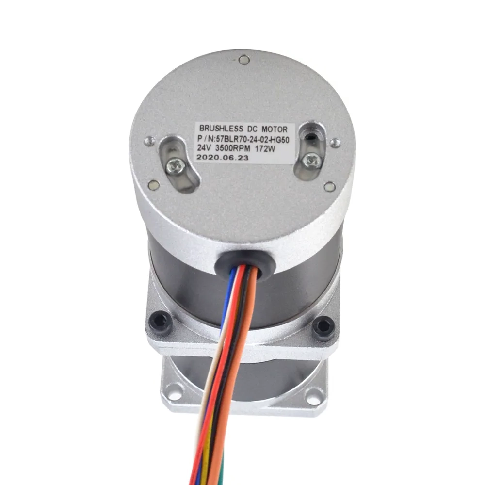 172W 24V 70RPM 17.63Nm Geared Brushless DC Motor