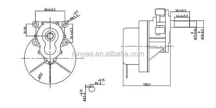 200W 12-24V Brushed PMDC Gear Motor for Wheel Chair