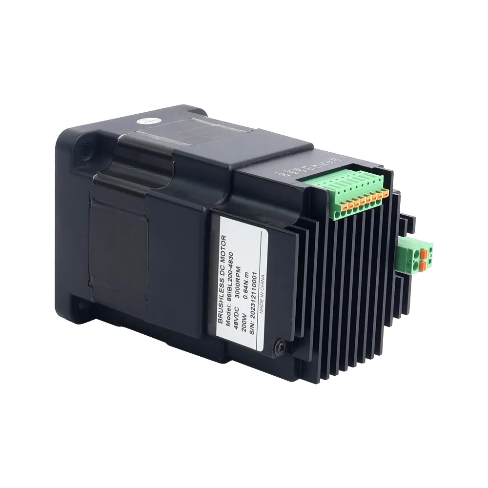 200W 48V 3000RPM 0.64Nm Nema 34 Integrated Brushless DC Motor