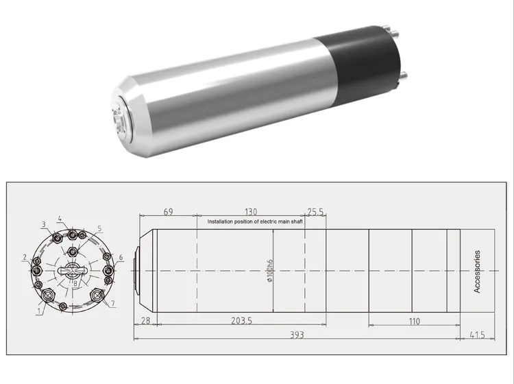 220/380V AC 2.5KW 24000rpm Water Cooled ATC Spindle Motor