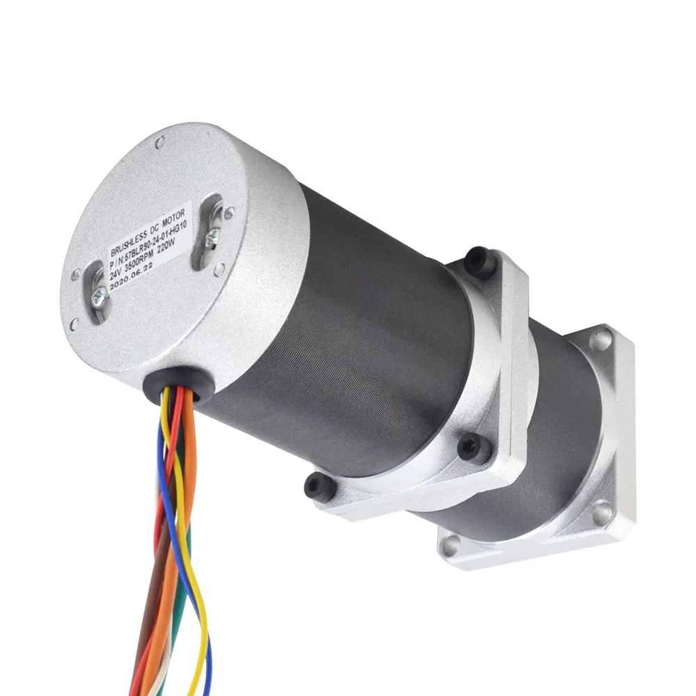 220W 24V 350RPM 5.10Nm Geared Brushless DC Motor