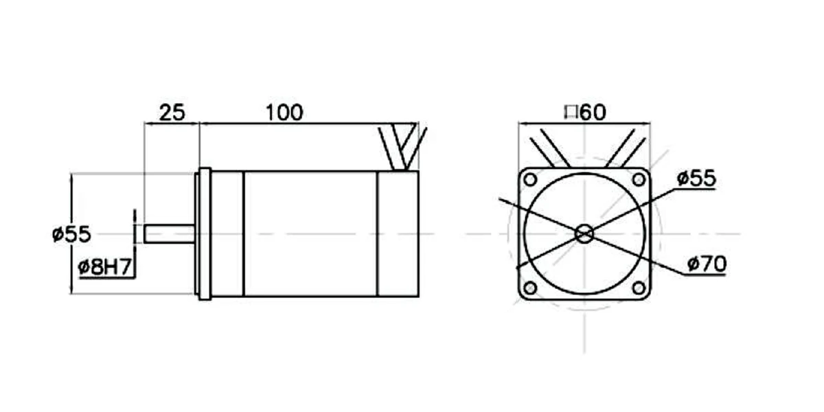 24V 100W 0.32 Nm 3000 rpm 5.2A Brushless DC Motor