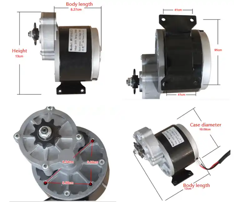 250W 24V Brushed PMDC Geared Gear Motor For E-bike