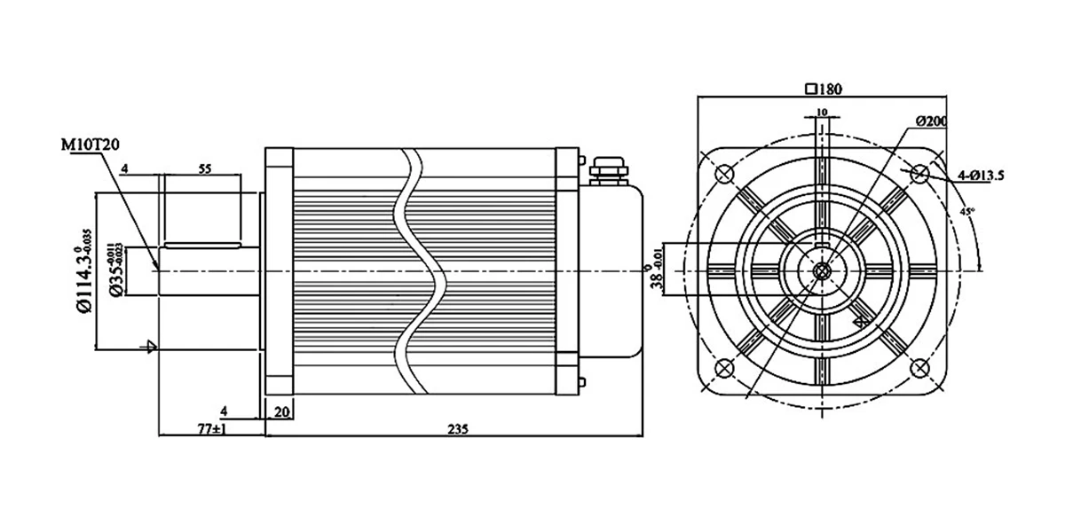 3 Phase 48V 5000W 16 Nm 3000 rpm 123A Brushless DC Motor