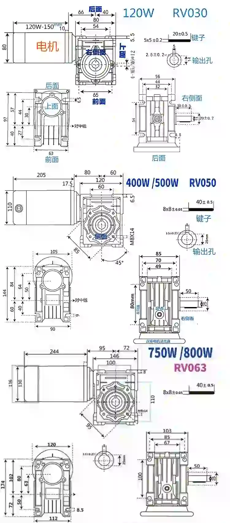300-1500W 24-48V PMDC Worm Gear Motor