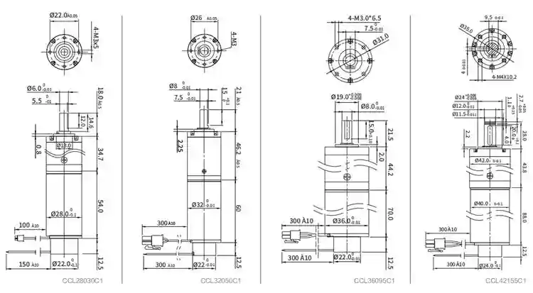 30W 24V 210rpm coreless motor dc servo motor kit