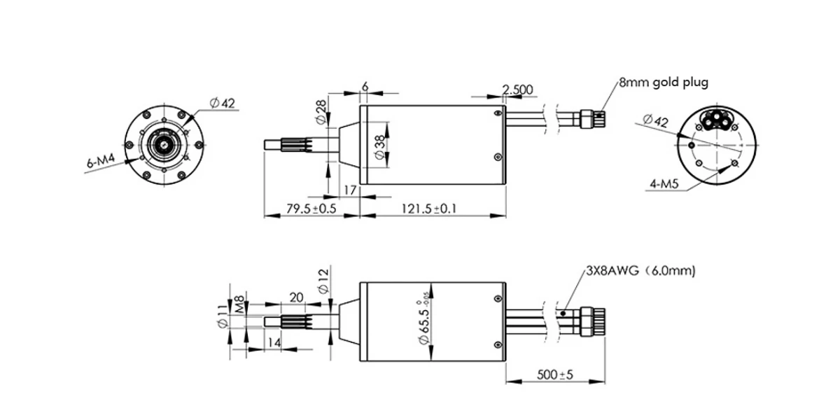 3700W 130KV 6-20S Waterproof Sensorless Brushless DC Motor