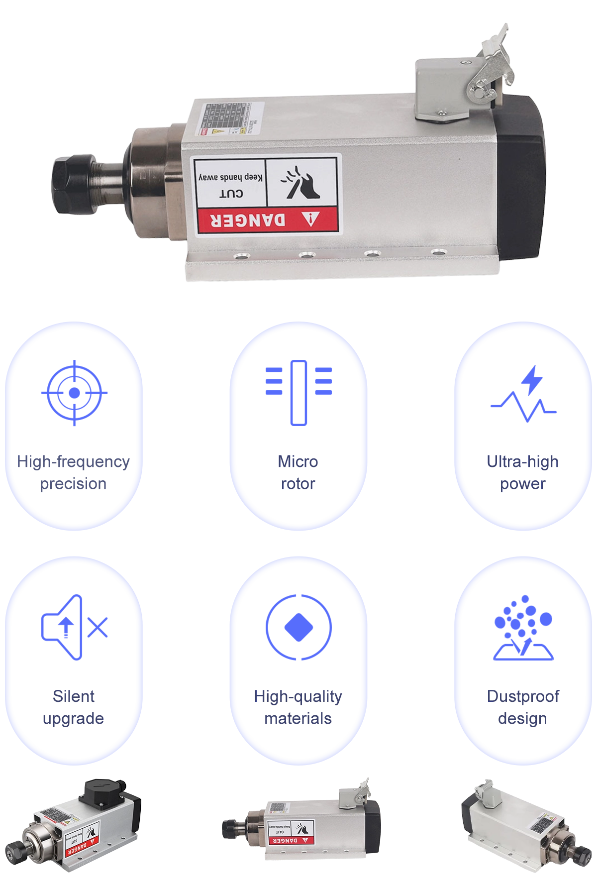 380/220V 2.2kW 24000rpm Air Cooling Drilling Spindle Motor