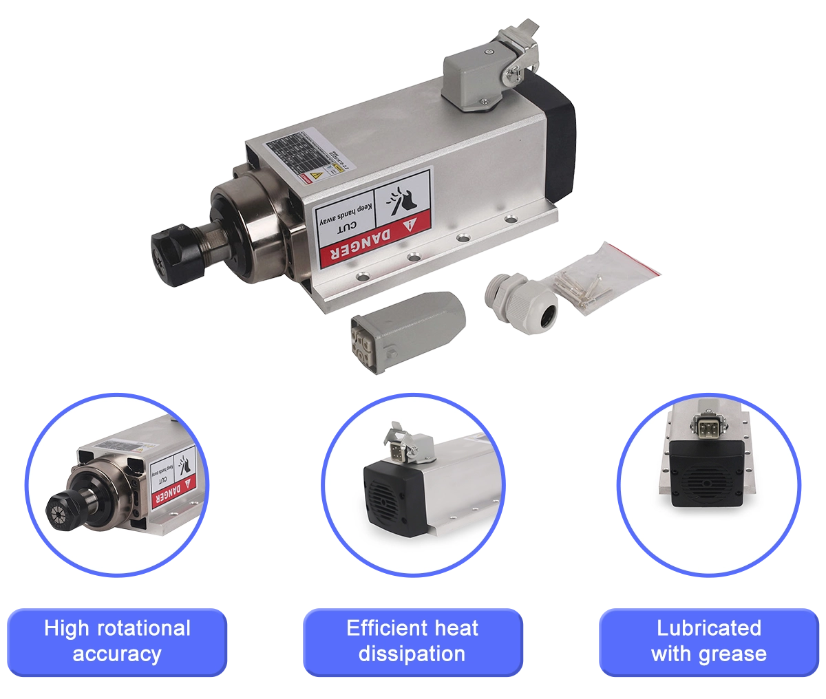 380/220V 2.2kW 24000rpm Air Cooling Drilling Spindle Motor