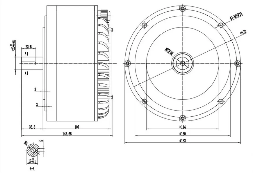 3kW Air Cooling BLDC Motor for Electric Vehicle