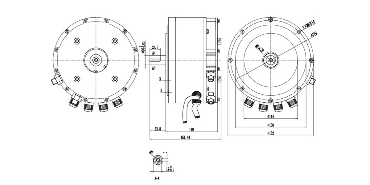 3kW Water Cooling BLDC Motor For Electric Vehicle