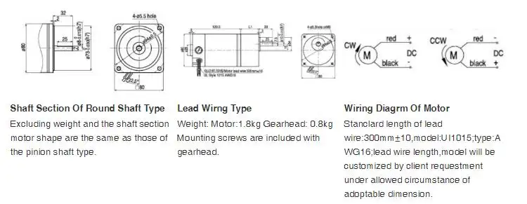 40W 12-90V 80mm Brushless PMDC Gear Motor