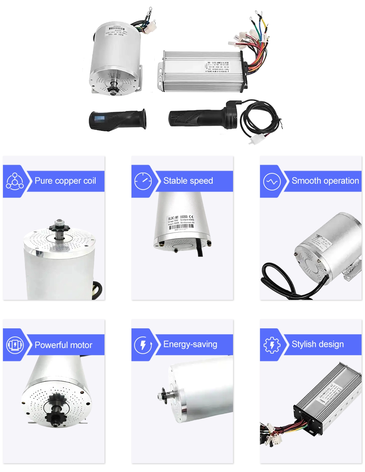 500 3000W 36 72V 5000Rpm Mid Drive BLDC Motor