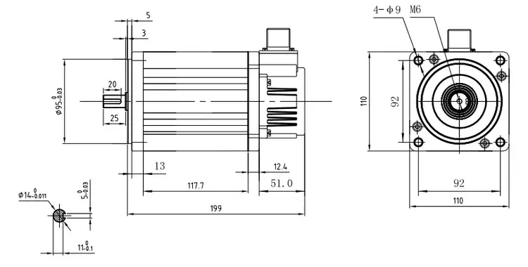 300W 48V 80mm DC Servo Motor