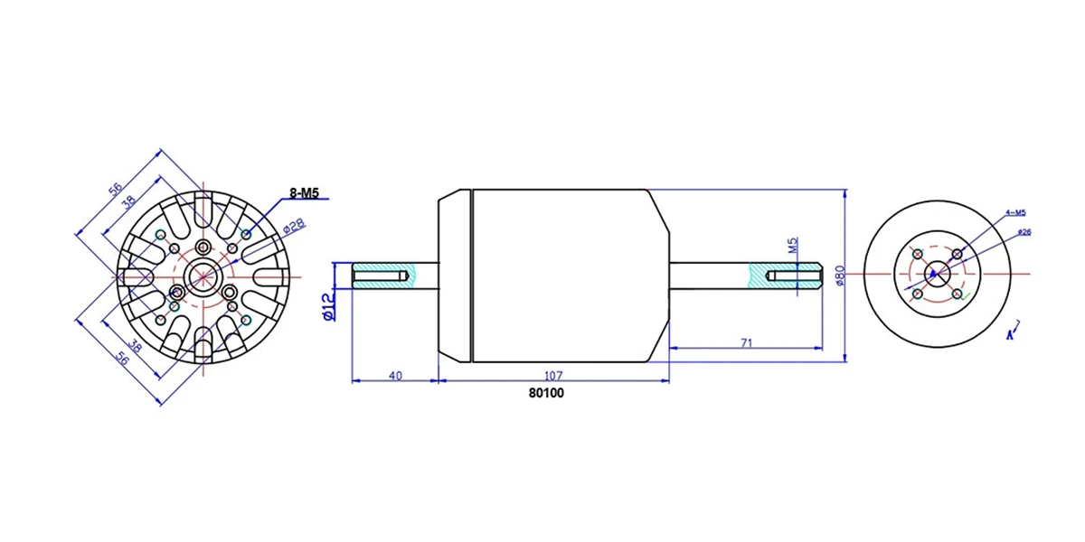 51V 7000W 130KV Outrunner Sensored Brushless DC Motor