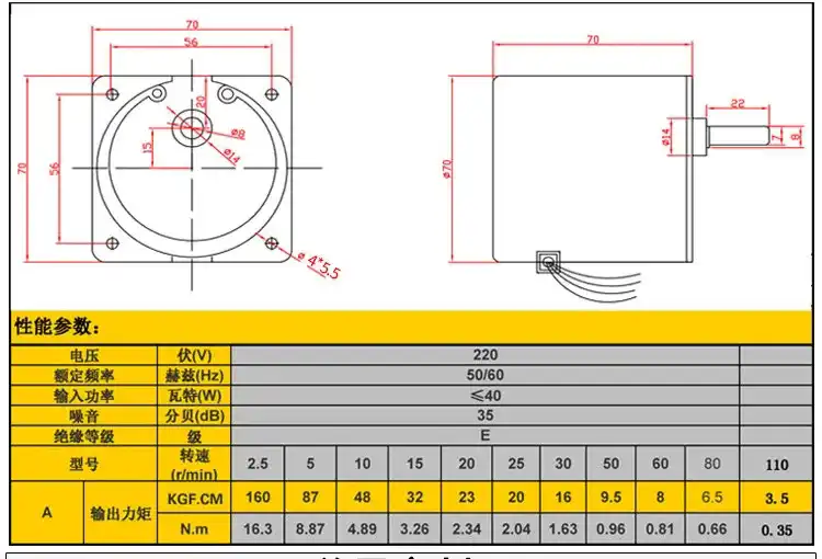 60W 220V Single phase AC synchronous motor