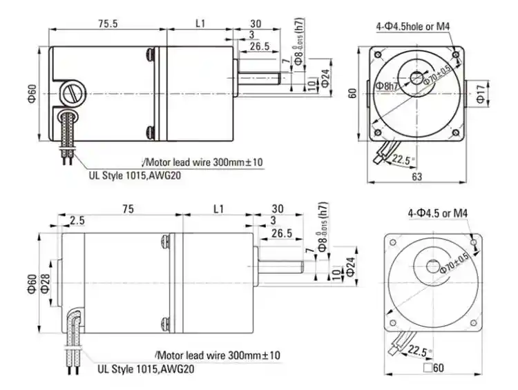 6W 12-90V 60MM micro PMDC  brushed motor for scooter wiper sliding gate