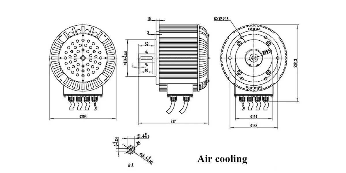 72V 10kW Air Cooling BLDC Motor For Electric Vehicle
