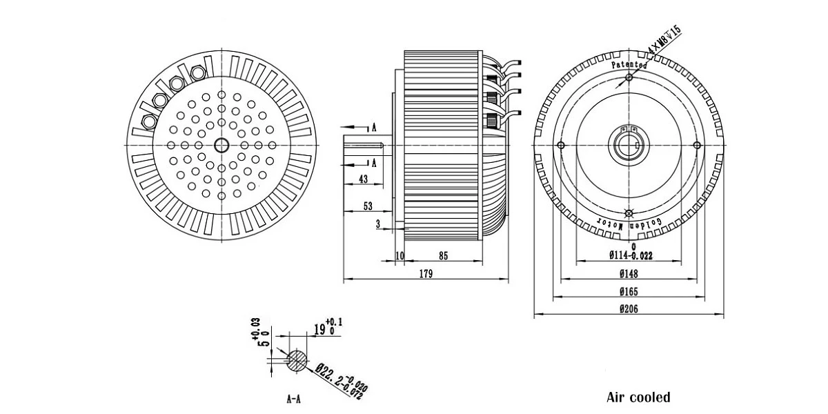 72V 5kW Air Cooling BLDC Motor For Electric Vehicle