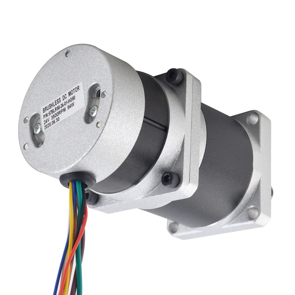 84W 24V 70RPM 8.63Nm Geared Brushless DC Motor