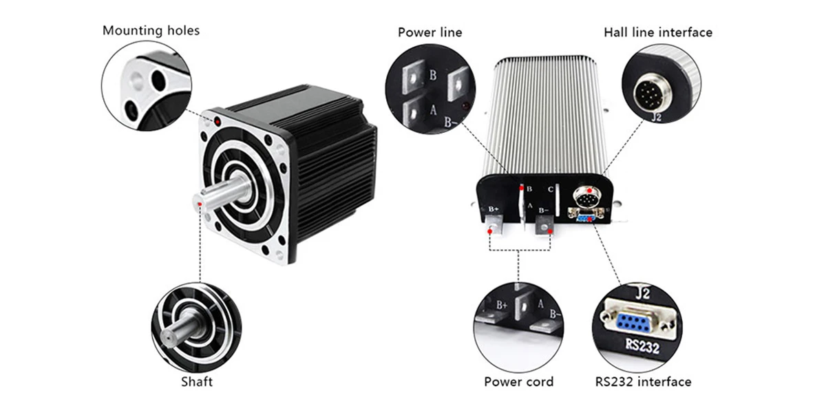 96V 2500W 12 Nm 2000 rpm 31A Brushless DC Motor