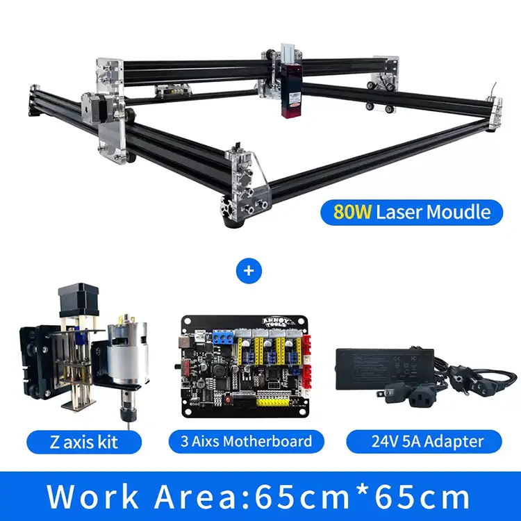 80W 65cm*65cm Work Area Wood Laser Cutting Machine
