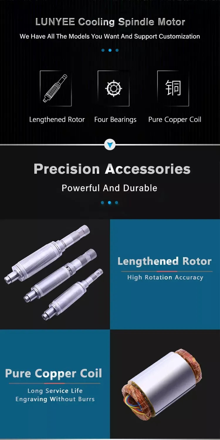 220V 1.5KW Air-cooled 24000rpm High-speed Spindle Motor