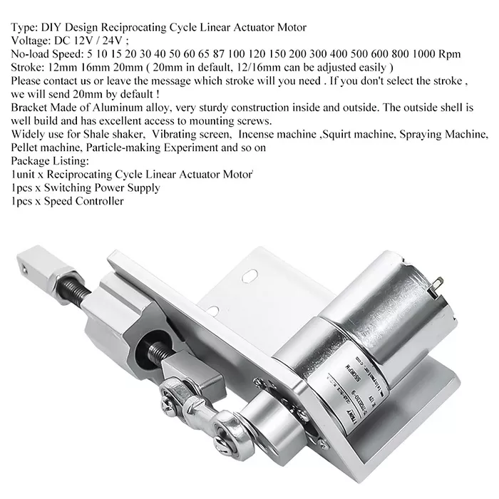 5W Small Stroke DC Motor with Linea  Actuator KIt