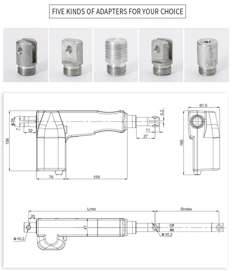 12v-24v 6000N 50-800mm 4-10mm/s linear actuator