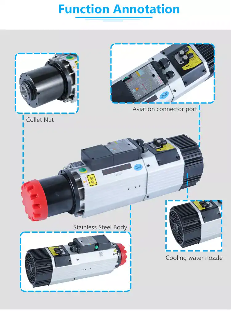 Air Cooling 220/380V 9KW 12000-24000rpm ATC Spindle Motor