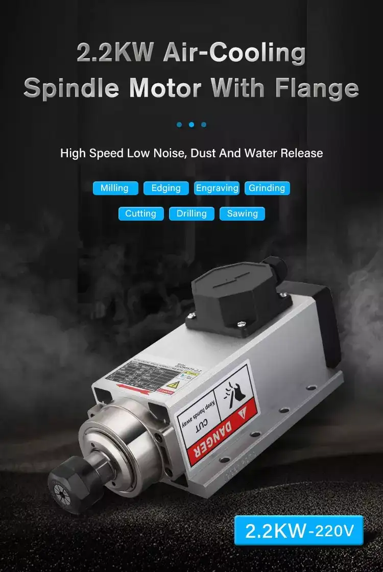 380/220V 2.2kW 24000rpm Air Cooling Drilling Spindle Motor