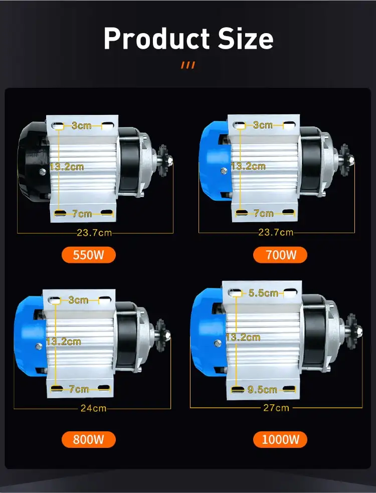 550W 800W 1000W 48V 60V Brushless Motor