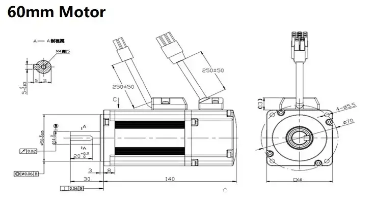 200W 60mm B2 Servo Motor And Servo Driver