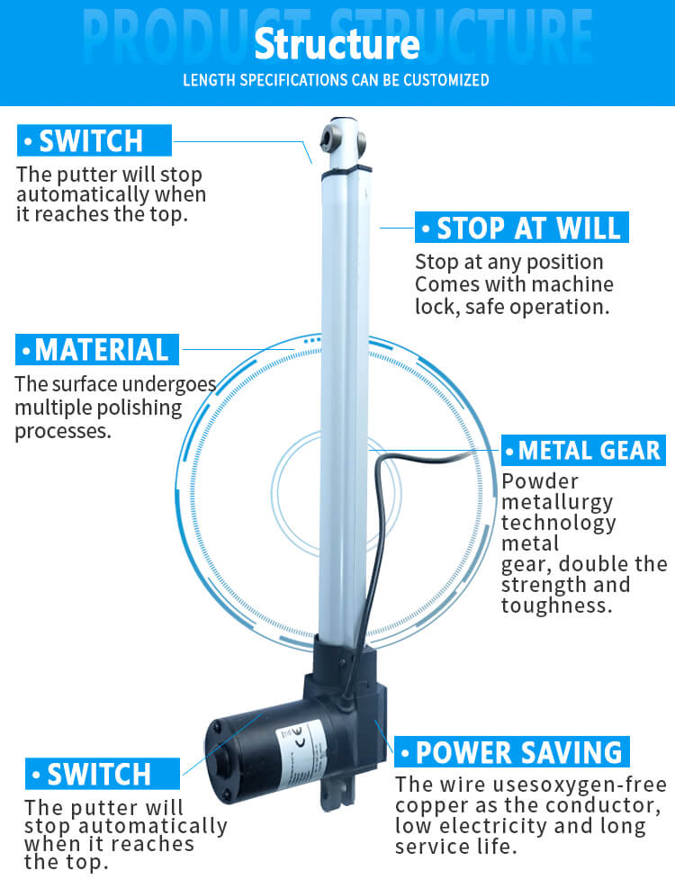 12v-24v 8000N 50-800mm 4~36mm/s linear actuator