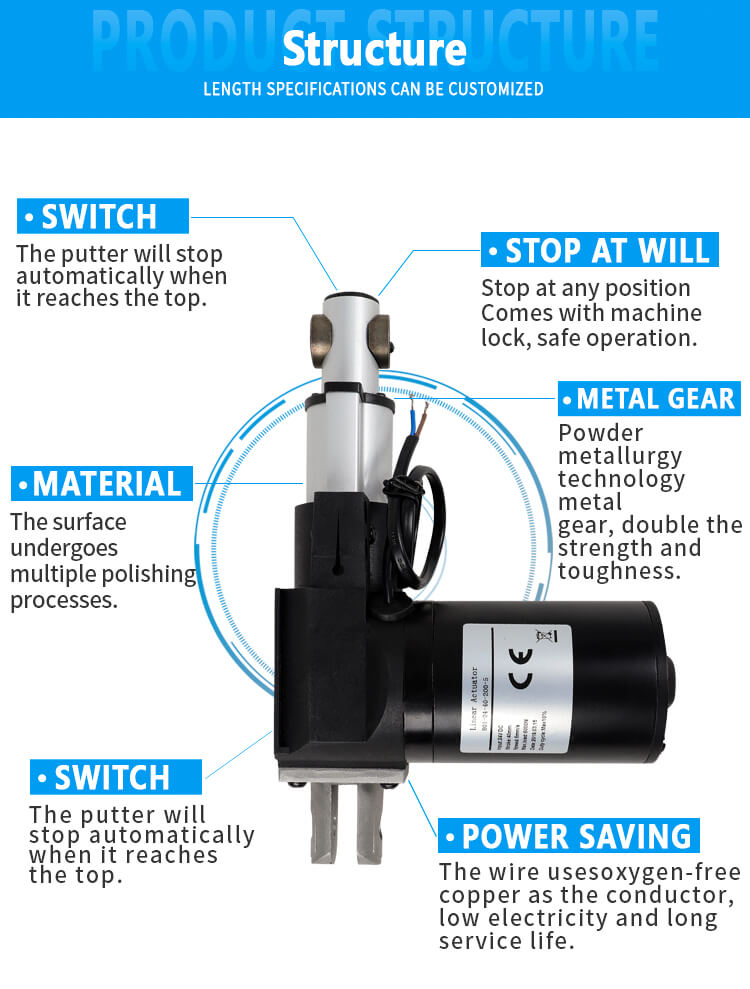 12v-24v 1500N 50-800mm 5-30mm/s linear actuator