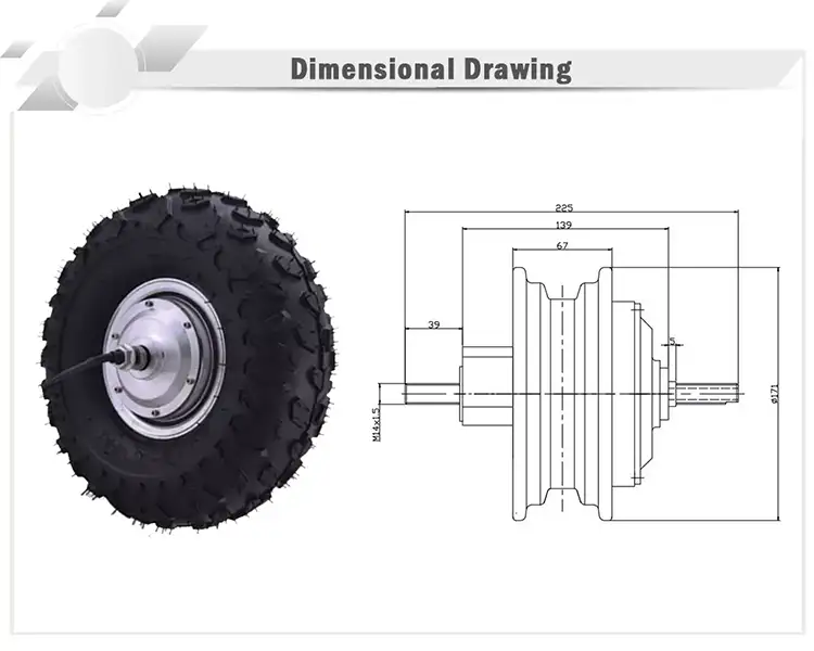 14.5Inch 24-48V 250-800W 12-45km/h Electric BLDC Hub Motor